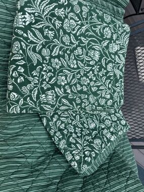 Dark green floral Laura Ashley cotton quilt set, full/queen, EUC